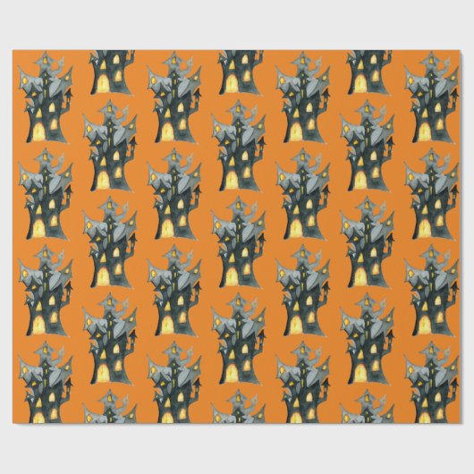 Halloween Haunted House Cadeaupapier (Vlak)