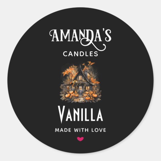 Halloween Haunted House Candle Business Ronde Sticker (Voorkant)