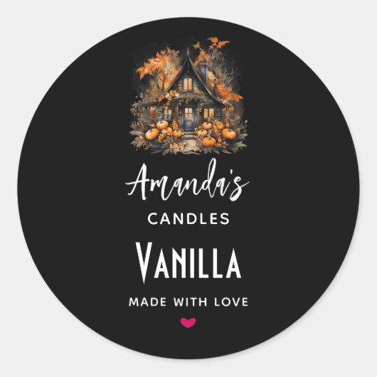 Halloween Haunted House Candle Business Ronde Sticker (Voorkant)