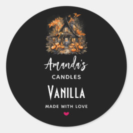 Halloween Haunted House Candle Business Ronde Sticker