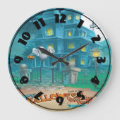 Halloween Haunted House Clock Grote Klok (Voorkant)
