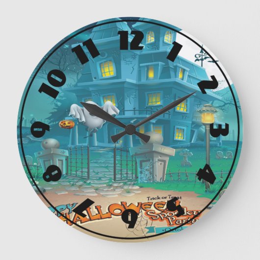 Halloween Haunted House Clock Grote Klok (Voorkant)