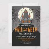 Halloween Haunted House Creepy Party Invite Kaart (Voorkant)