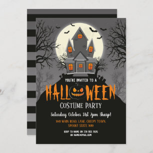 Halloween Haunted House Creepy Party Invite Kaart