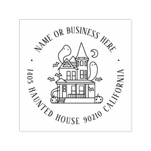 Halloween Haunted House Custom Name Return-adres Zelfinktende Stempel