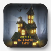 Halloween Haunted House en Ghost Papieren Bordje (Voorkant)