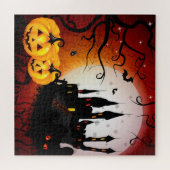 Halloween Haunted House en Jack-O-Lantern Legpuzzel (Horizontaal)