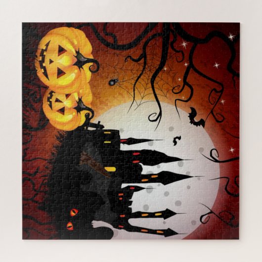 Halloween Haunted House en Jack-O-Lantern Legpuzzel (Horizontaal)