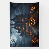 Halloween Haunted House en Jack-O-Lantern Spandoek (Verticaal)