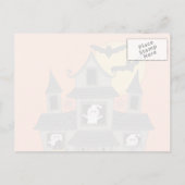 Halloween haunted house en kleine heks sinaasappel briefkaart (Achterkant)