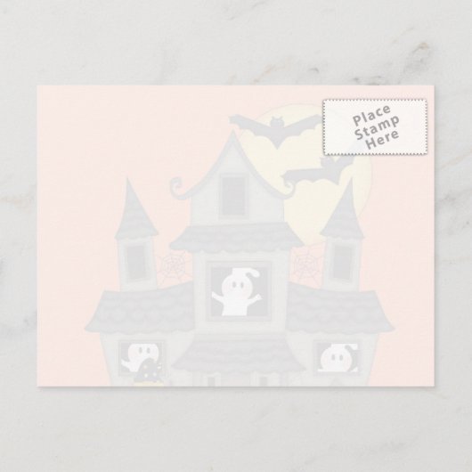 Halloween haunted house en kleine heks sinaasappel briefkaart (Achterkant)