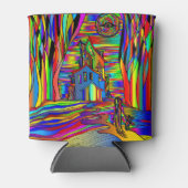 Halloween Haunted House eng Abstract kleurrijk Blikjeskoeler (Voorkant)