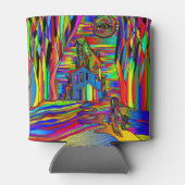 Halloween Haunted House eng Abstract kleurrijk Blikjeskoeler (Achterkant)