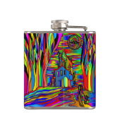 Halloween Haunted House eng Abstract kleurrijk Heupfles (Achterkant)