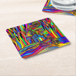 Halloween Haunted House eng Abstract kleurrijk Kartonnen Onderzetters