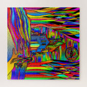 Halloween Haunted House eng Abstract kleurrijk Legpuzzel (Horizontaal)
