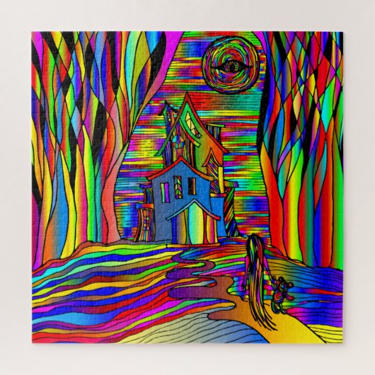 Halloween Haunted House eng Abstract kleurrijk Legpuzzel (Verticaal)