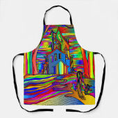 Halloween Haunted House eng Abstract kleurrijk Schort (Voorkant)