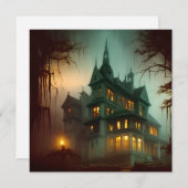 Halloween Haunted House Feestdagenkaart (Voorkant / Achterkant)