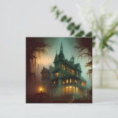 Halloween Haunted House Feestdagenkaart (Staand voorkant)