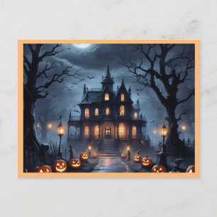 Halloween Haunted House Feestdagenkaart