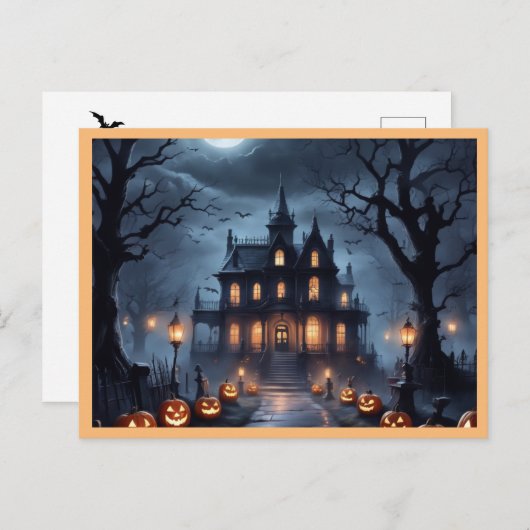 Halloween Haunted House Feestdagenkaart (Voorkant / Achterkant)