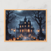 Halloween Haunted House Feestdagenkaart (Voorkant)
