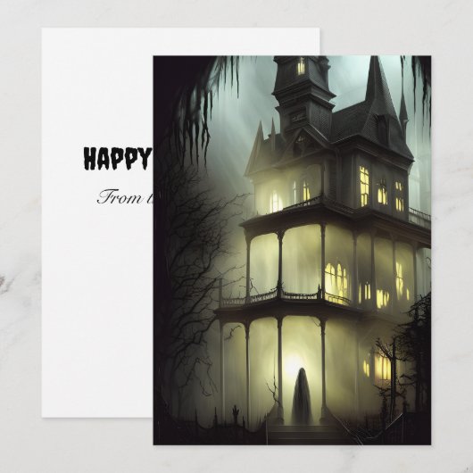 Halloween Haunted House Feestdagenkaart (Voorkant / Achterkant)