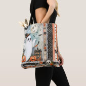 Halloween Haunted House Ghost Pumpkin Bats Tote Bag (Dichtbij)