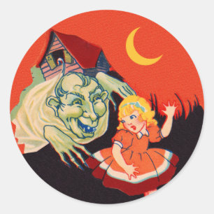 Halloween Haunted House Ghost Ronde Sticker