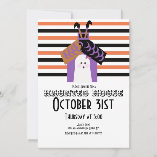 Halloween Haunted House Ghost Witch Party Kaart (Voorkant)