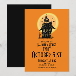 Halloween Haunted House Hand Drawn Design Kaart