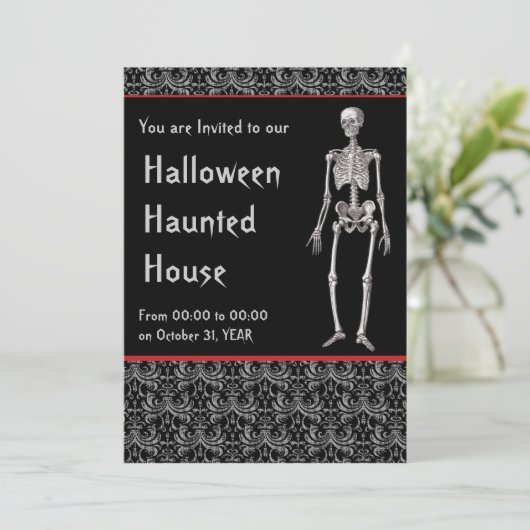 Halloween Haunted House Invision with Skeletons Kaart (Staand voorkant)