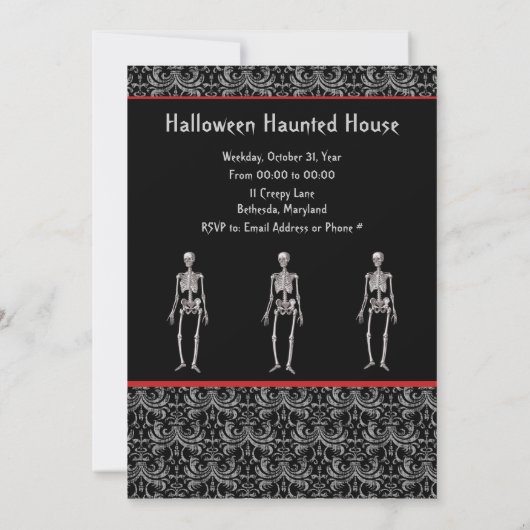 Halloween Haunted House Invision with Skeletons Kaart (Achterkant)