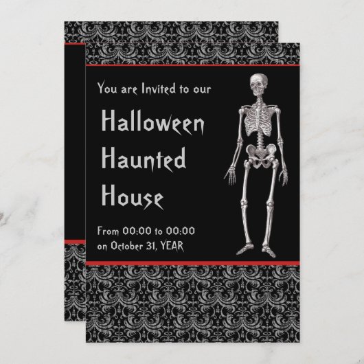 Halloween Haunted House Invision with Skeletons Kaart (Voorkant / Achterkant)