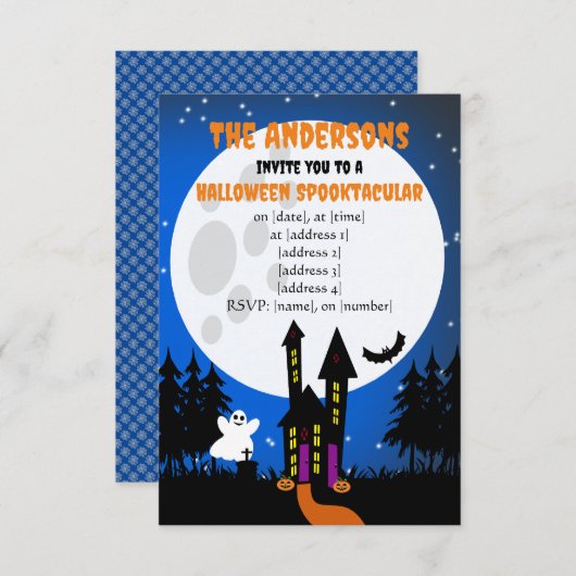 Halloween Haunted House Invitation Kaart (Voorkant / Achterkant)