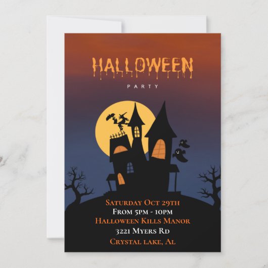 Halloween Haunted House Invitation Kaart (Voorkant)