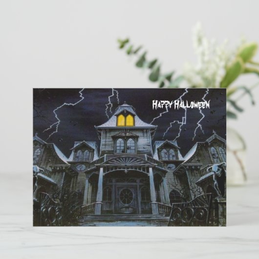 Halloween Haunted House Kaart (Staand voorkant)