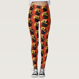 Halloween Haunted House Leggings Spooky Party Draa