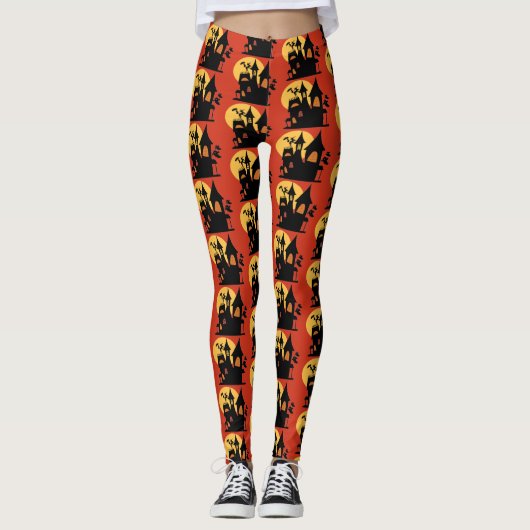 Halloween Haunted House Leggings Spooky Party Draa (Voorkant)
