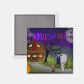 Halloween Haunted House Magneet (Voorkant / Achterkant)