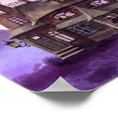 Halloween Haunted House met Mon en Bat Wall Art Poster (Hoek)