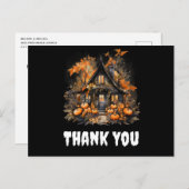 Halloween Haunted House met pompoenen Dank u Briefkaart (Voorkant / Achterkant)