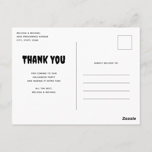 Halloween Haunted House met pompoenen Dank u Briefkaart (Achterkant)