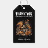 Halloween Haunted House met pompoenen Dank u Cadeaulabel (Voorkant)