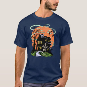 Halloween Haunted House met Skeleton T-shirt