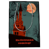 Halloween Haunted House Moon Spooky Fun Medium Cadeauzakje (Voorkant)