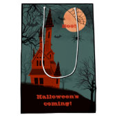 Halloween Haunted House Moon Spooky Fun Medium Cadeauzakje (Achterkant)