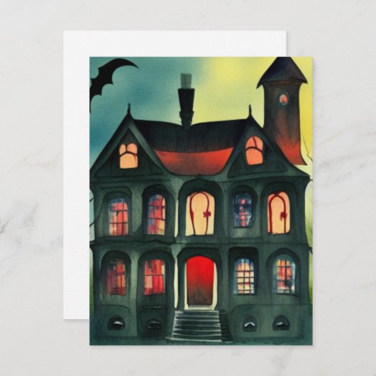 Halloween Haunted House Note-kaarten Notitiekaartje (Voorkant / Achterkant)