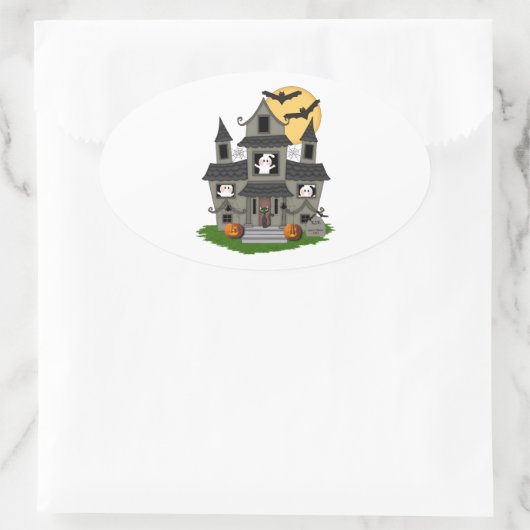 Halloween Haunted House Ovale Sticker (Tas)